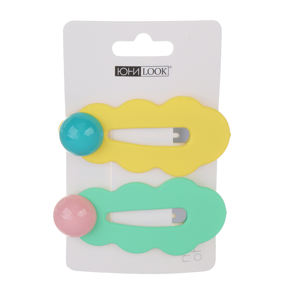 ЮНИLOOK Зажим для волос 2 шт, 7 см, металл, пластик, арт.6, арт.№ 321-435