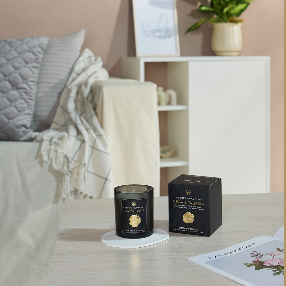 BY Свеча ароматизированная Deluxe Glamour, 200гр., Pear&Freesia, арт.№ 412-230