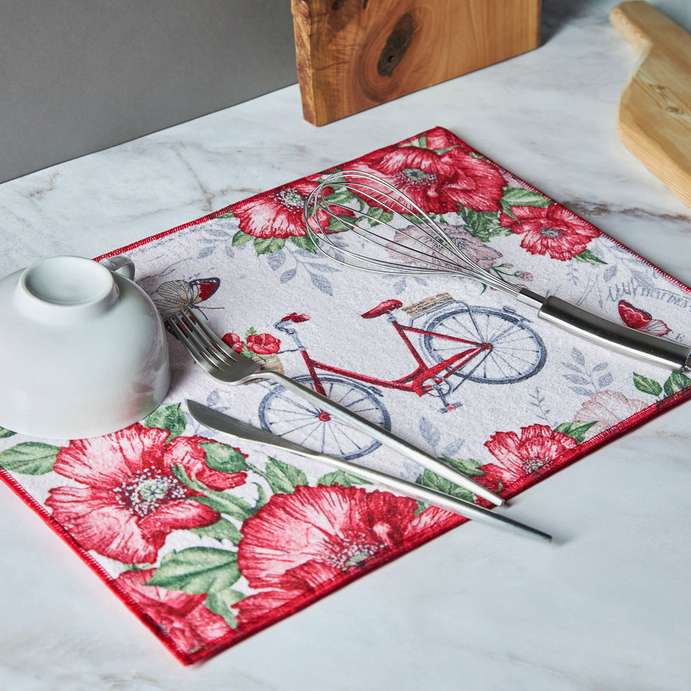 PROVANCE Маковое поле Коврик для сушки посуды, 30х45см, 100% полиэстер, арт.№ 488-090