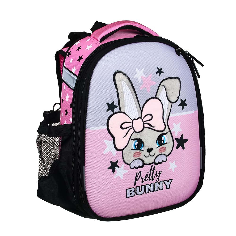 ЗАЙЧИК Рюкзак школьный жесткий 38х28х15см, 2 отд.,2карм.,эргон.спинка, лямки рег.по росту, ПЭ,брел., арт.№ 254-448