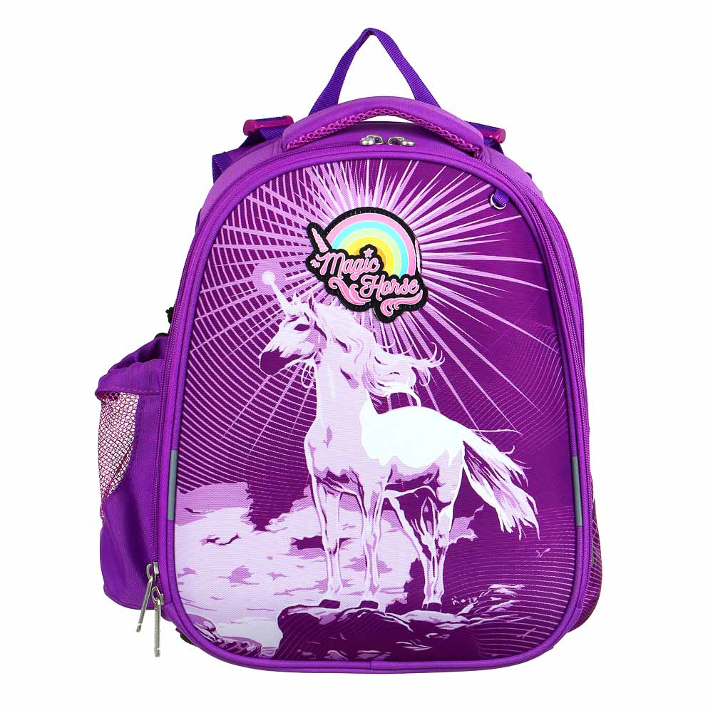 МЭДЖИК ХОРС Рюкзак шк.жесткий 38х28х15см, 2 отд.,2карм.,эргон.спинка, лямки рег.по росту, ПЭ, брелок, арт.№ 254-451