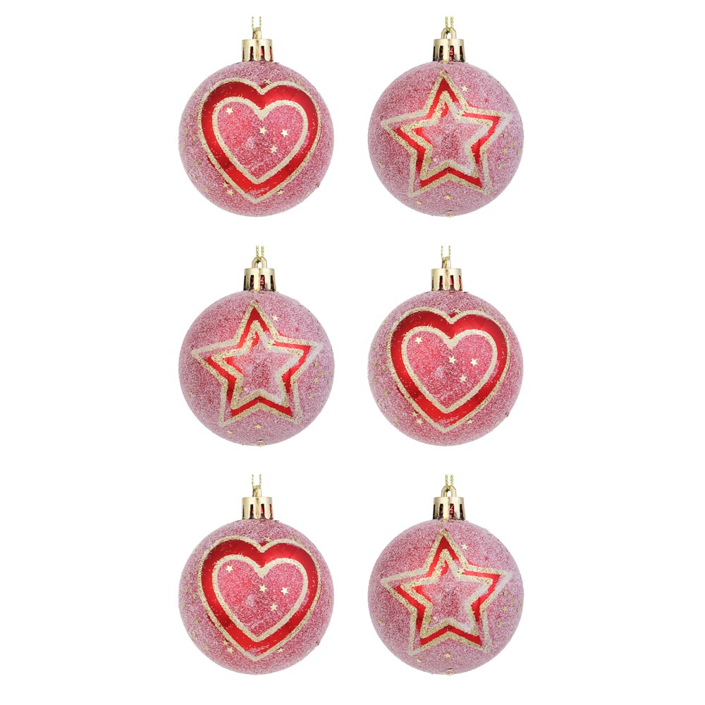 СНОУ БУМ Набор шаров 6 шт, 6 см, красный, пластик, арт.№ 373-441