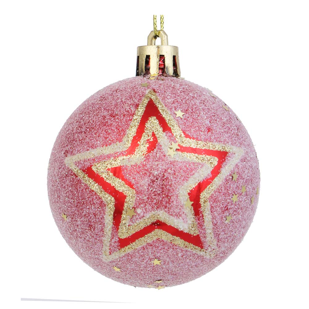 СНОУ БУМ Набор шаров 6 шт, 6 см, красный, пластик, арт.№ 373-441