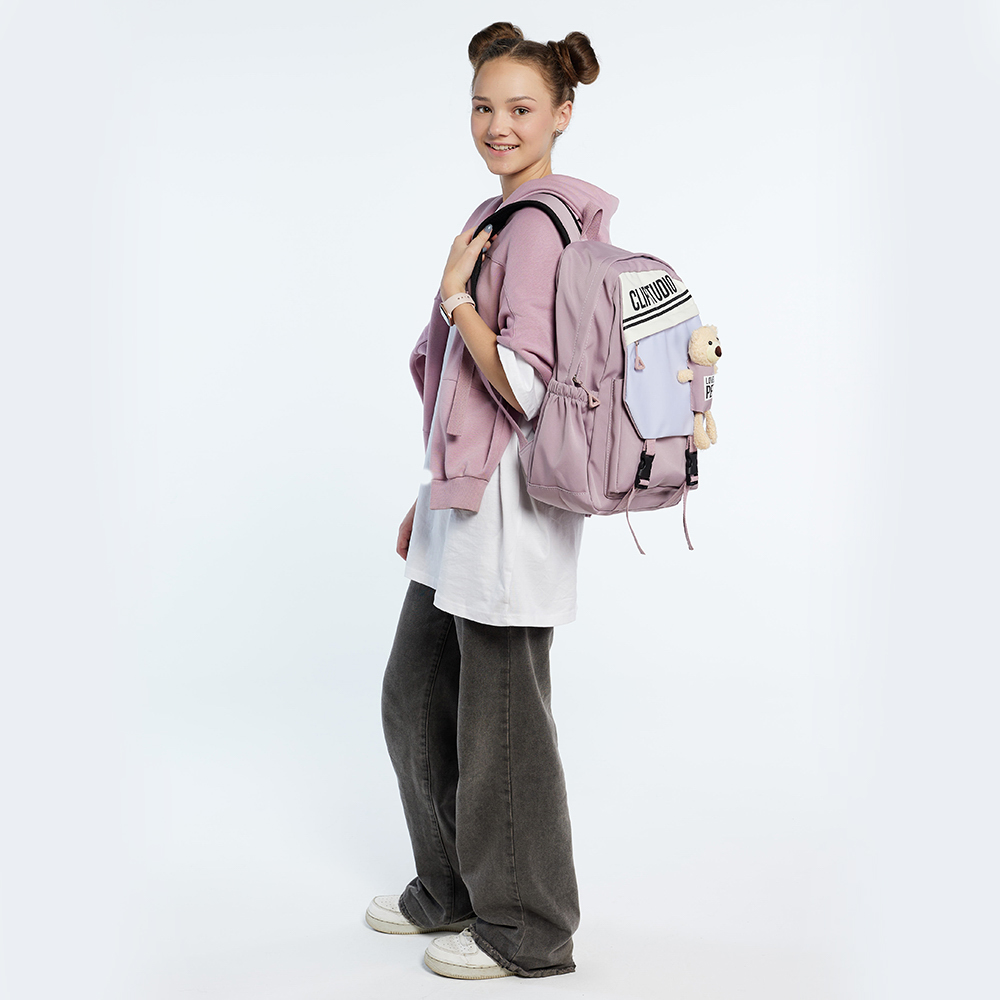 Рюкзак подростковый 44х29х15см, 1 отд., 3 карм., клапан с карм., мягкая игрушка, гладкий ПЭ, сирен., арт.№ 394-173