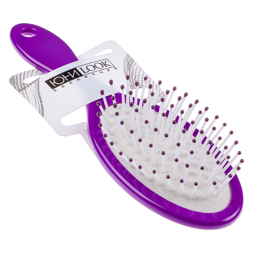 Расческа массажная тм ЮНИLOOK, пластик, 17,7х5,7см, 4 цвета, арт.№ 356-929