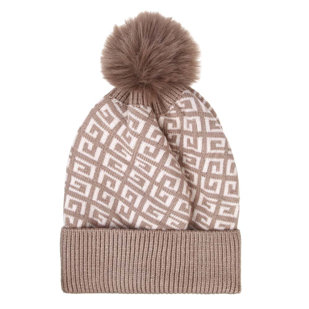 GALANTE Шапка женская с помпоном на подкладе, р-р 56-58, беж, СЗШМП24-22, арт.№ 314-838