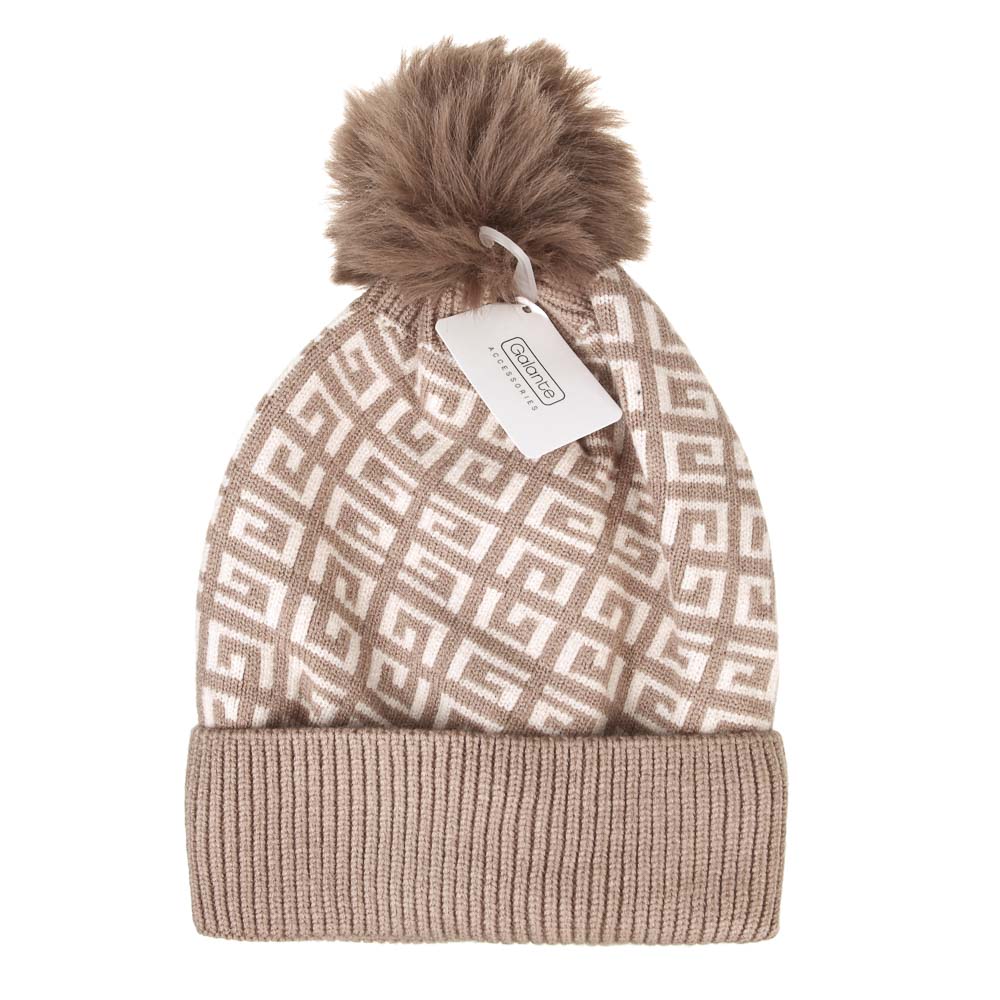 GALANTE Шапка женская с помпоном на подкладе, р-р 56-58, беж, СЗШМП24-22, арт.№ 314-838