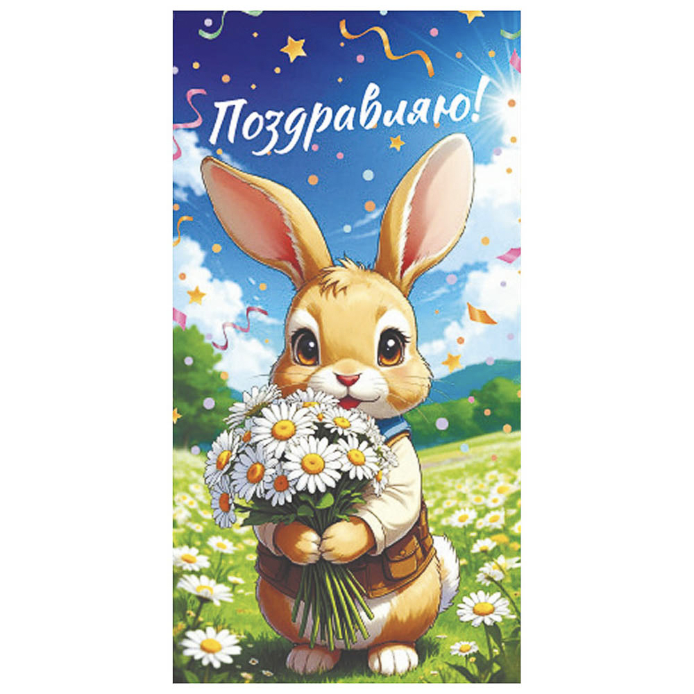 Конверт для денег бумажный, 17х8см (в ассортименте), арт.№ 521-085