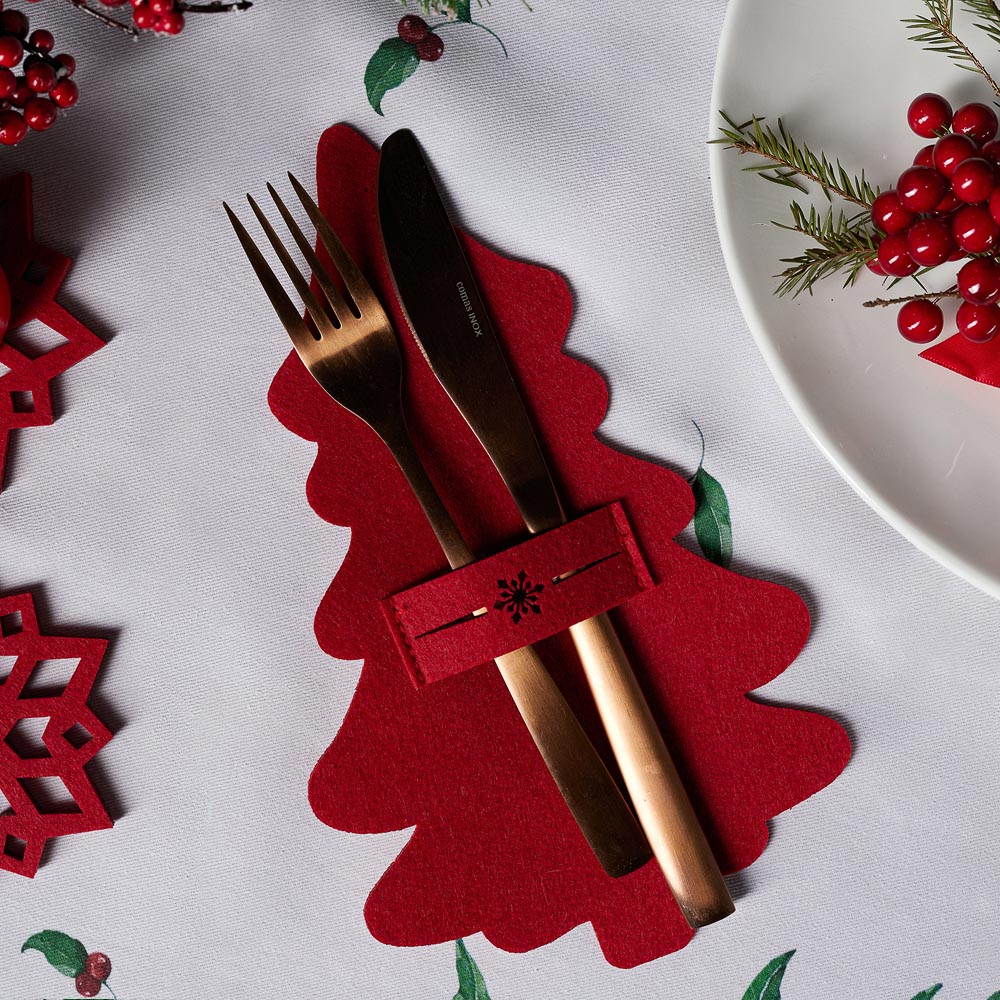 PROVANCE Винтер Подставка фетровая под столовые приборы, 2шт в комплекте, 100% полиэстер, красный, арт.№ 492-178