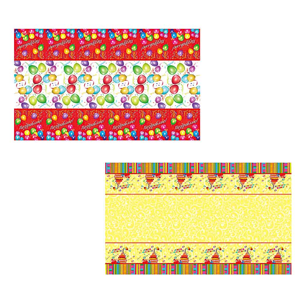 Скатерть праздничная тм Fntastic, 180х108см, полиэтилен, 30мкм, 2 вида, арт.№ 530-218