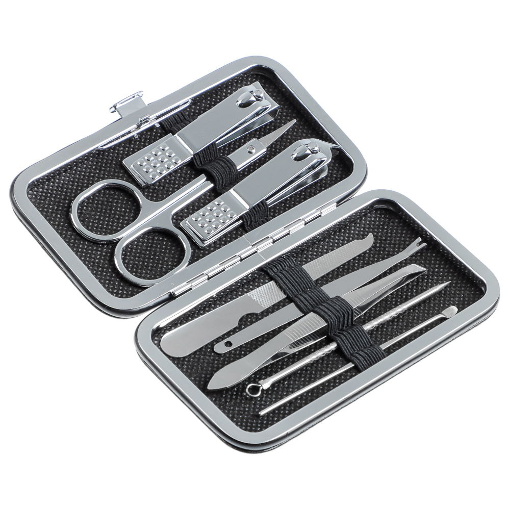 ЮНИLOOK Набор маникюрный 8 предметов, металл, 10,7х6см, 3 цвета, арт.№ 305-377