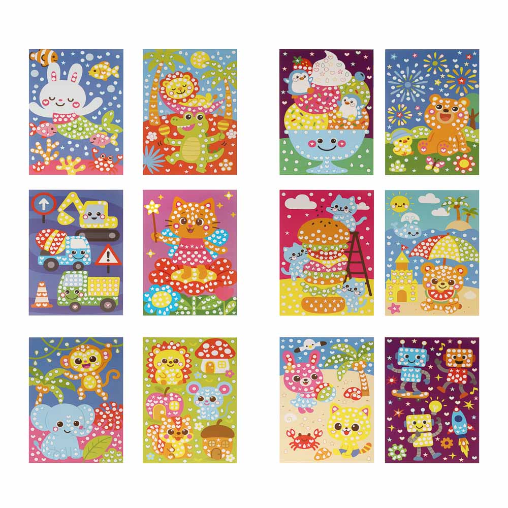 Аппликация из самоклеящихся наклеек "Кружочек", 2 картинки, наклейки, бумага, 20х30см, 6 дизайнов, арт.№ 281-049