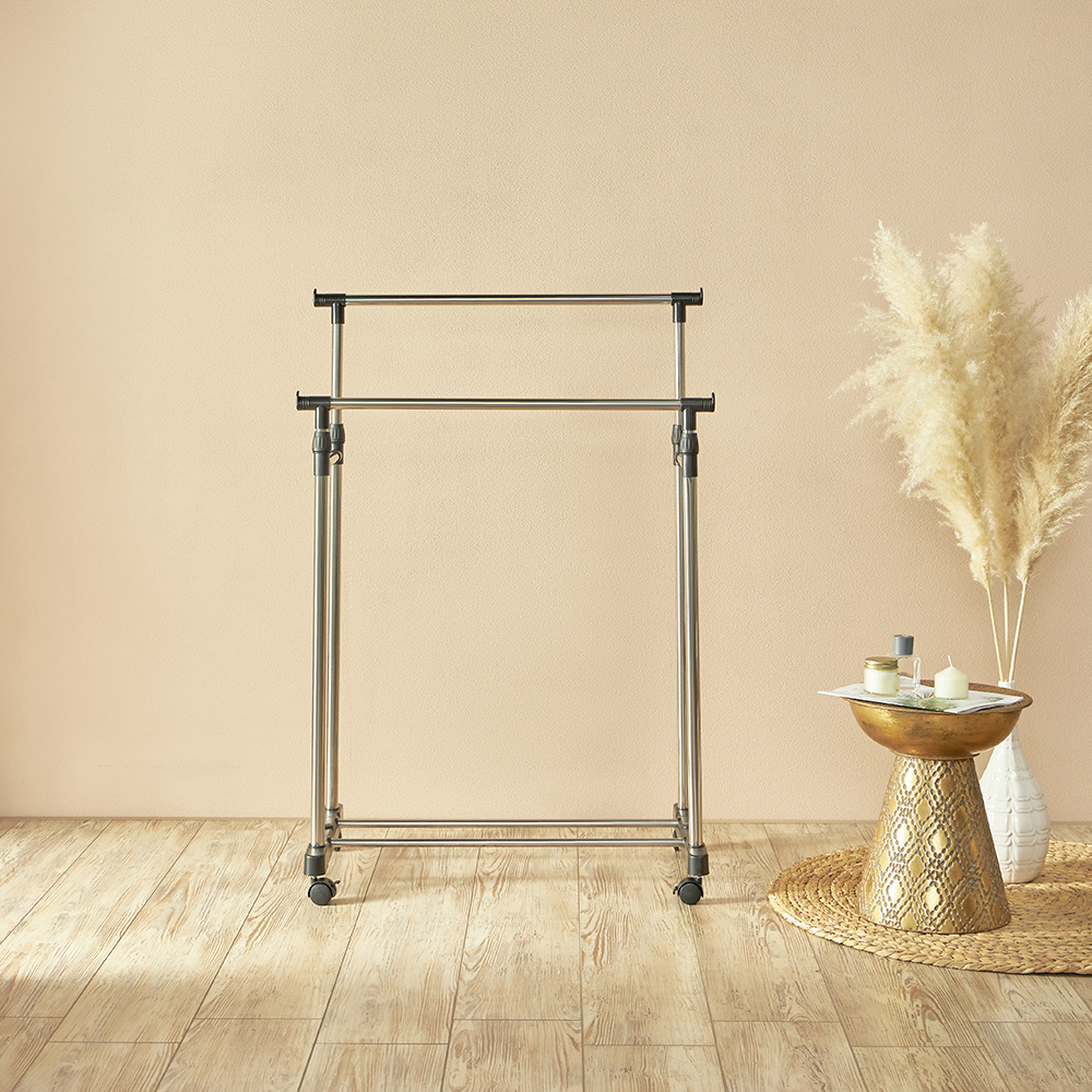 VETTA Вешалка напольная двойная, телескоп., на колесах, металл, пластик, 80x42x80(160)см, арт.№ 465-118