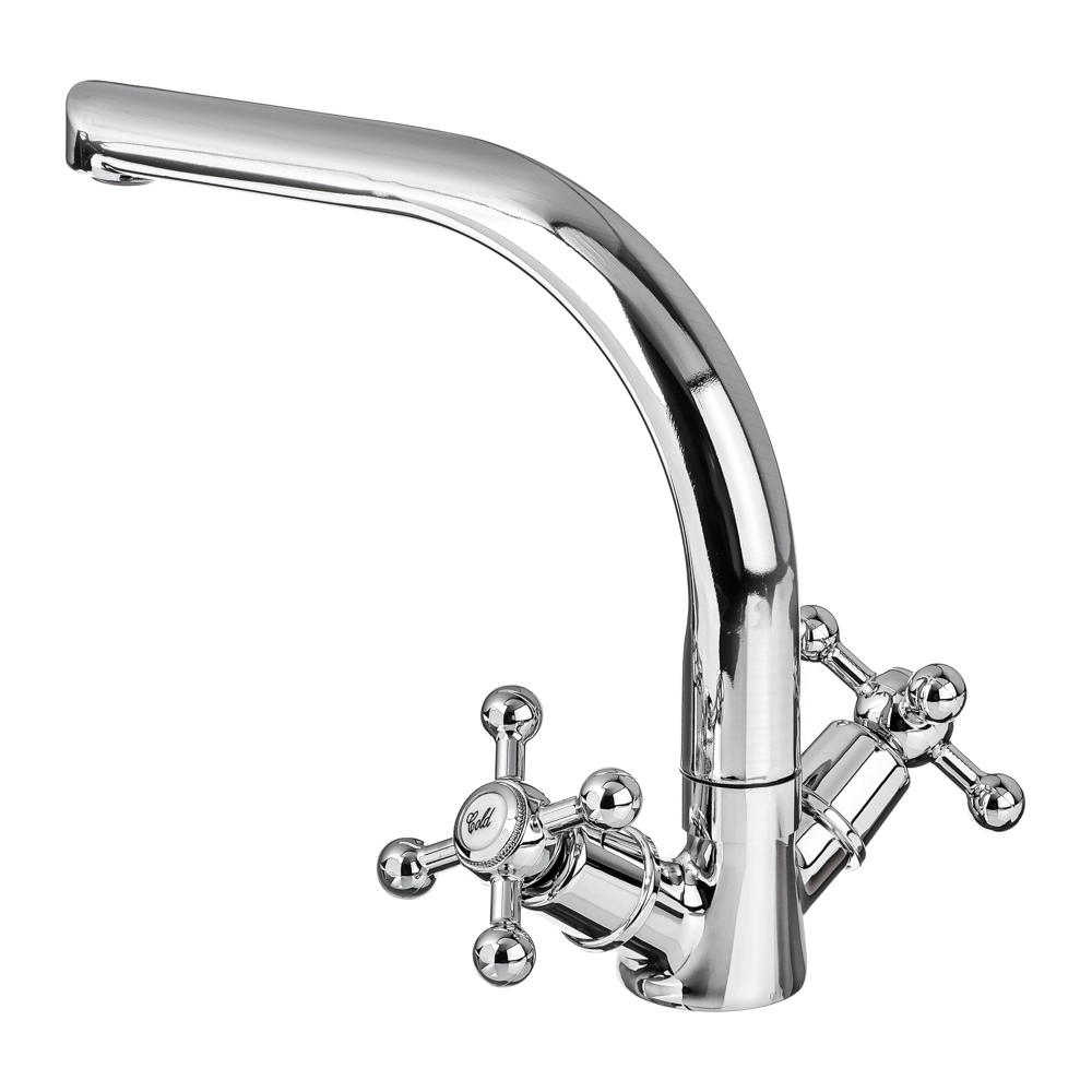 СоюзКран Смеситель для кухни, поворотный излив 25см, керам. кран-буксы 1/2, хром, цинк, SK01-G208, арт.№ 566-391