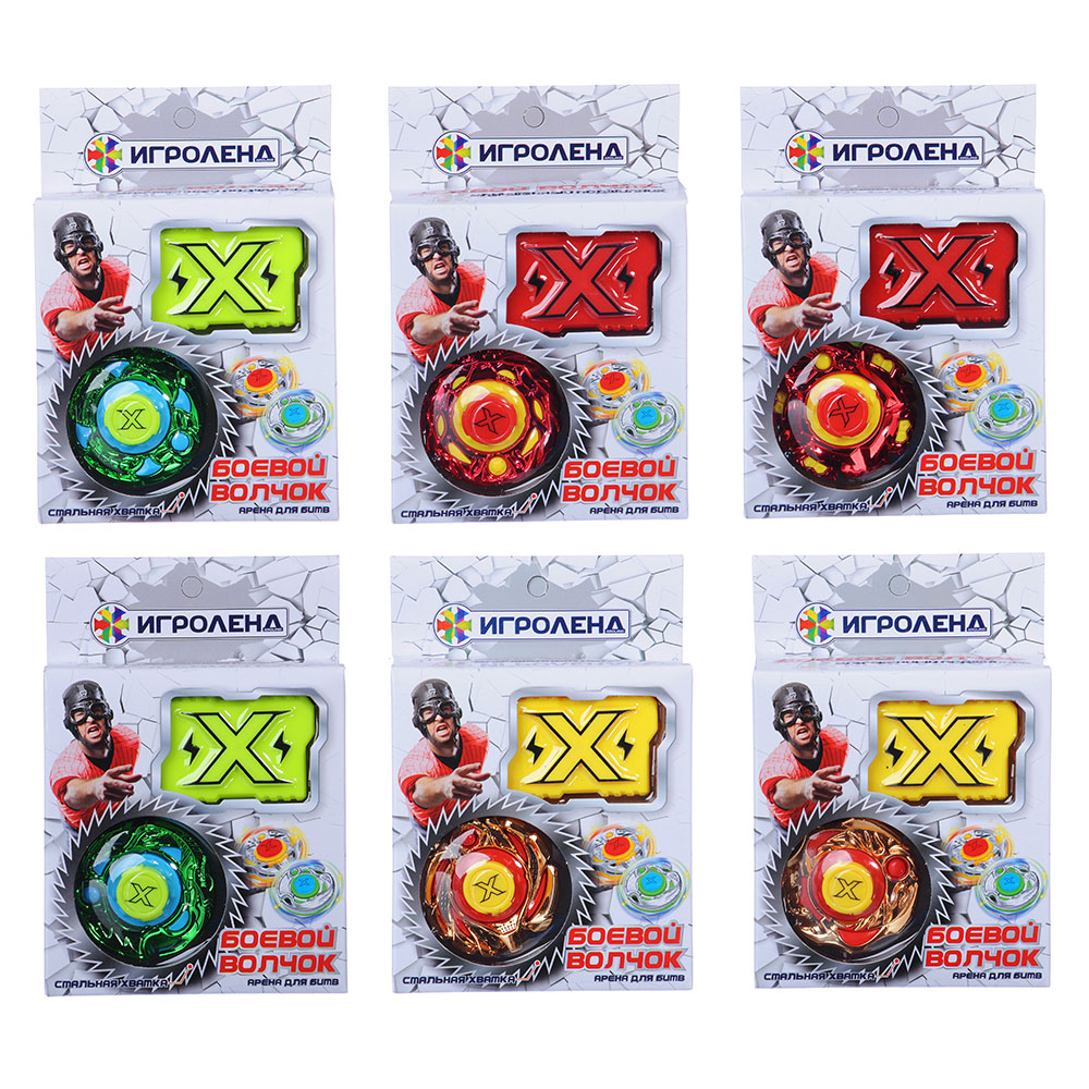 ИГРОЛЕНД Игрушка "Боевой волчок", со стартером, 3 предмета, ABS, металл, 11х16х4см, арт.№ 214-014