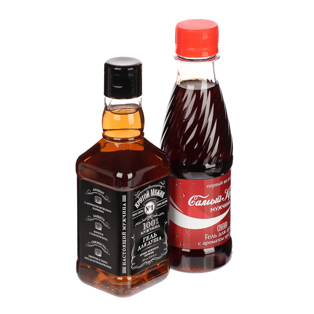 Подарочный набор мужской "Крутой мужик": гель для душа виски, гель для душа кола, 2х250мл, арт.№ 954-053