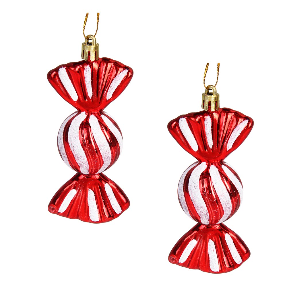 СНОУ БУМ Набор декоративных украшений "Конфеты" 2шт, 5x4x11,5см, пластик, арт.3, арт.№ 374-592