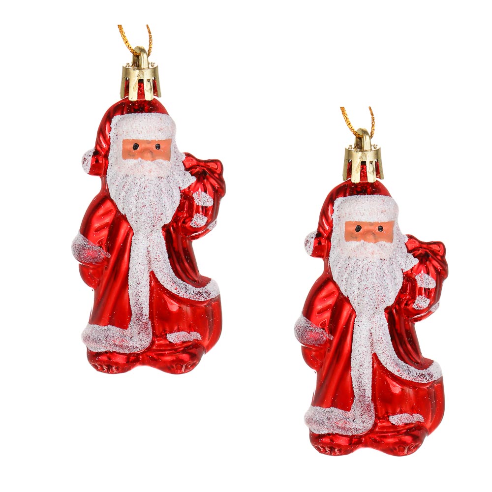 СНОУ БУМ Набор декоративных украшений "Дед Мороз" 2шт, 4x3x9см, пластик, арт.№ 374-594