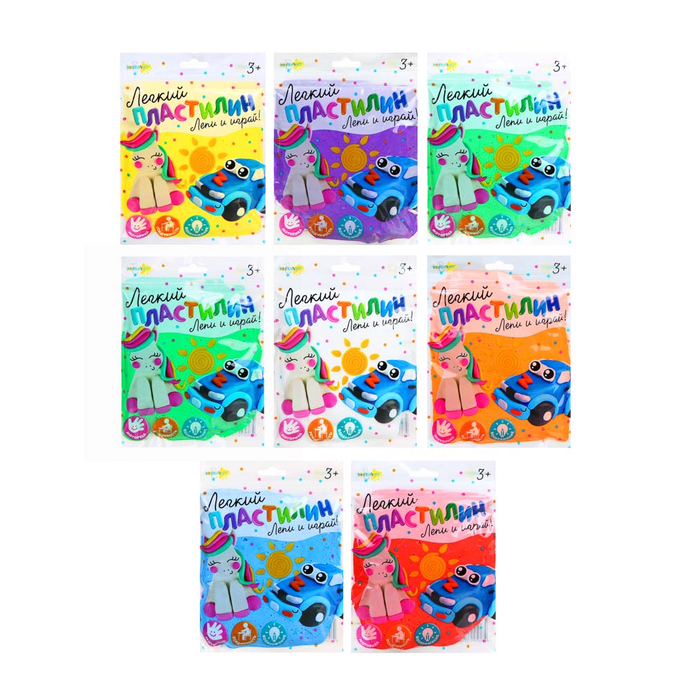 ХОББИХИТ Легкий пластилин, полимер, 18х14,8х1см, 6-10 цветов, арт.№ 218-017