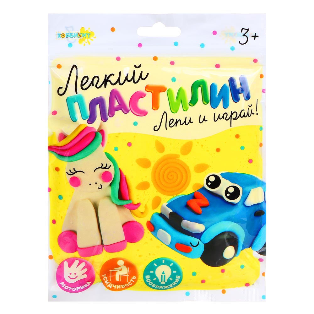 ХОББИХИТ Легкий пластилин, полимер, 18х14,8х1см, 6-10 цветов, арт.№ 218-017