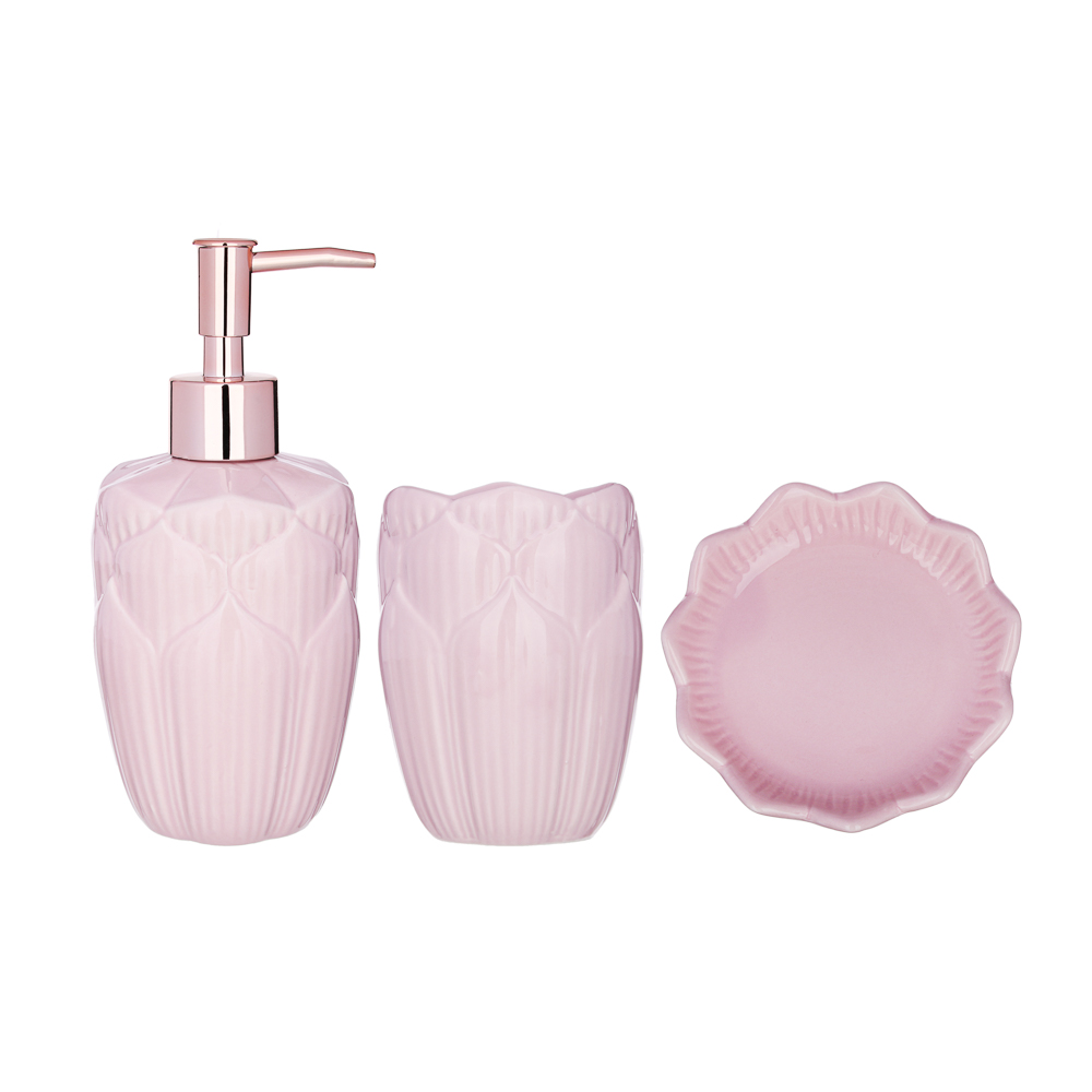 VETTA Набор для ванной 3 предмета, керамика, "Тюльпан", 3 цвета, арт.№ 463-941