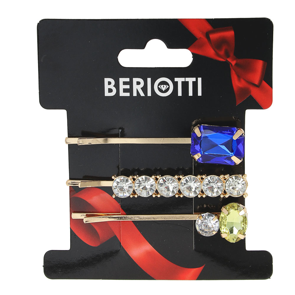 BERIOTTI Набор заколок для волос 3шт, сплав, пластик, 6см, 2 дизайна, арт.№ 321-323