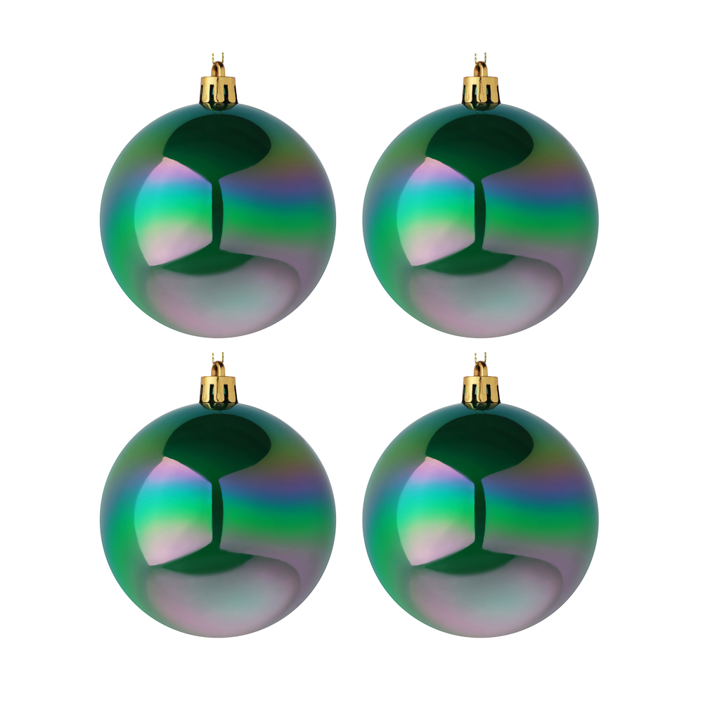 СНОУ БУМ Набор шаров 4шт 8см пластик, зеленый перламутр, 26-238, арт.№ 372-725