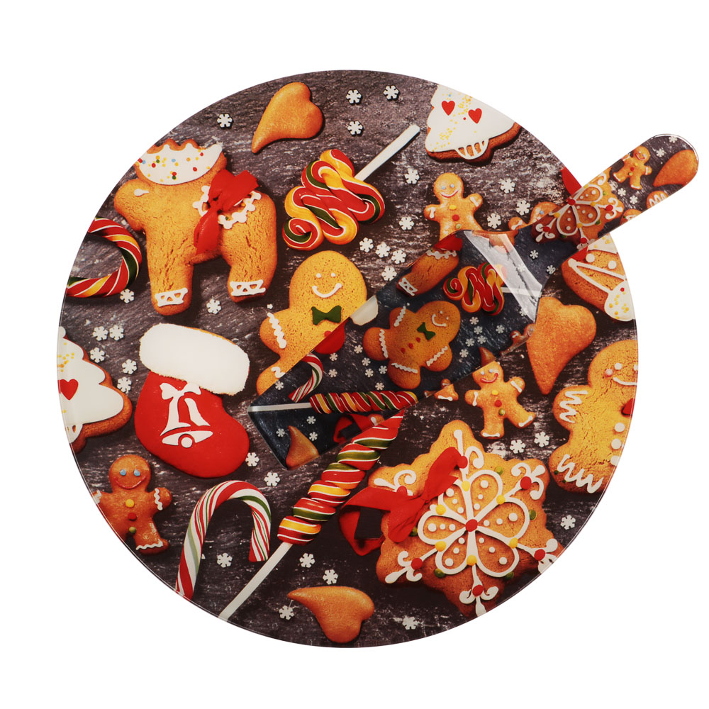 Имбирный пряник Набор для торта 2 предмета, блюдо 30см, лопатка 26х7см, стекло, арт.№ 820-802
