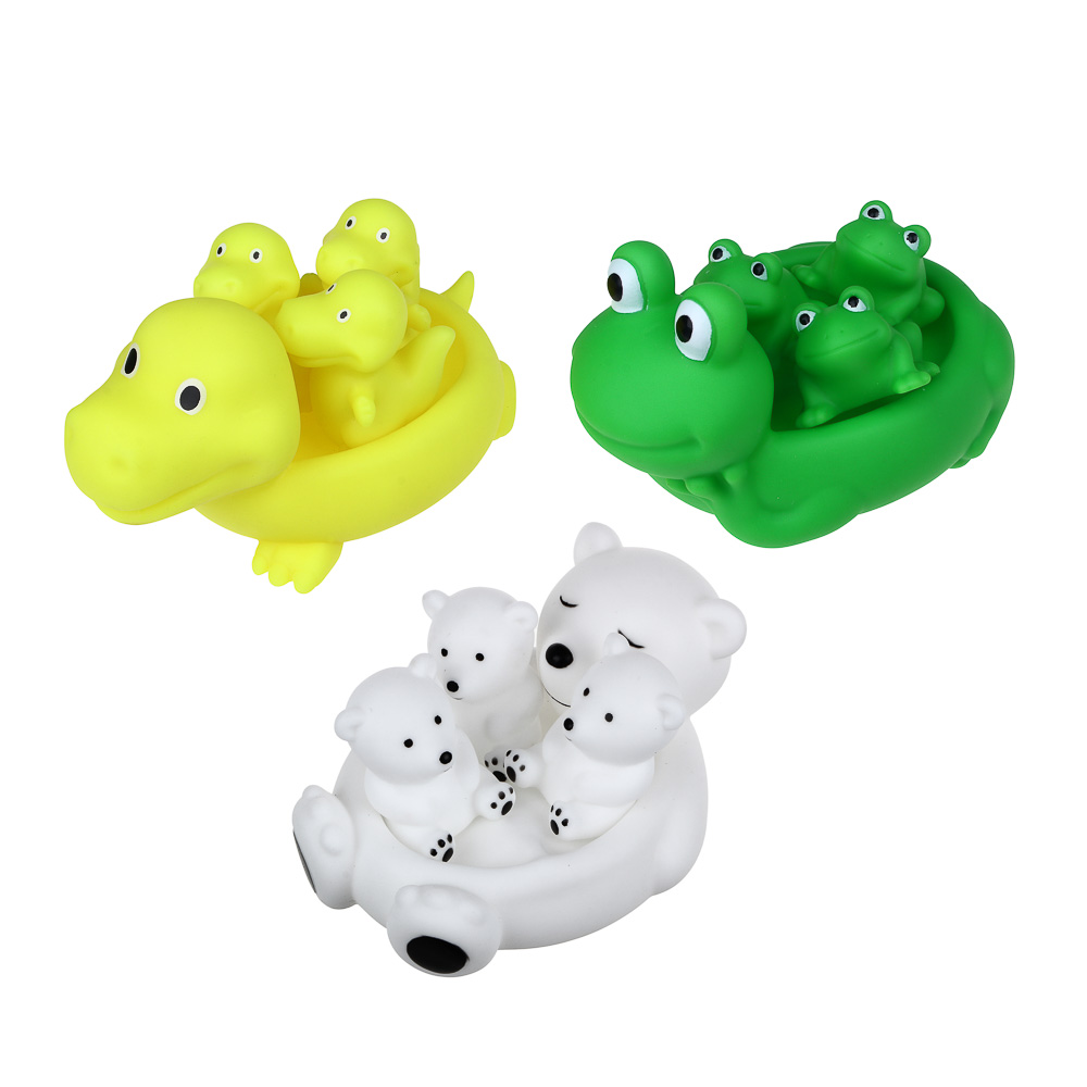 ИГРОЛЕНД Набор игрушек для купания, ПВХ, 4 предмета, 9x12x10см, 3 дизайна, арт.№ 274-194