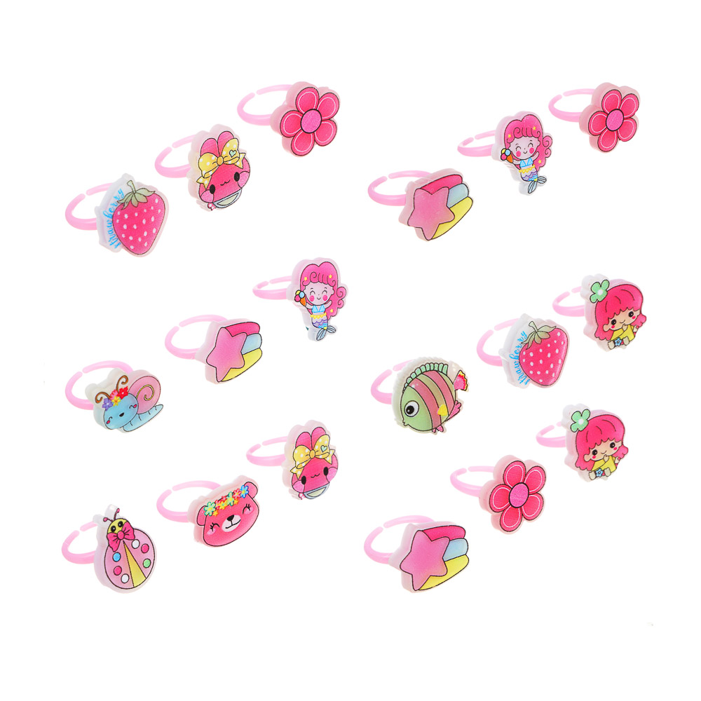 ЮНИLOOK Набор детских колец 3 шт, пластик, р-р универсальный, в ассортименте, арт.№ 316-368