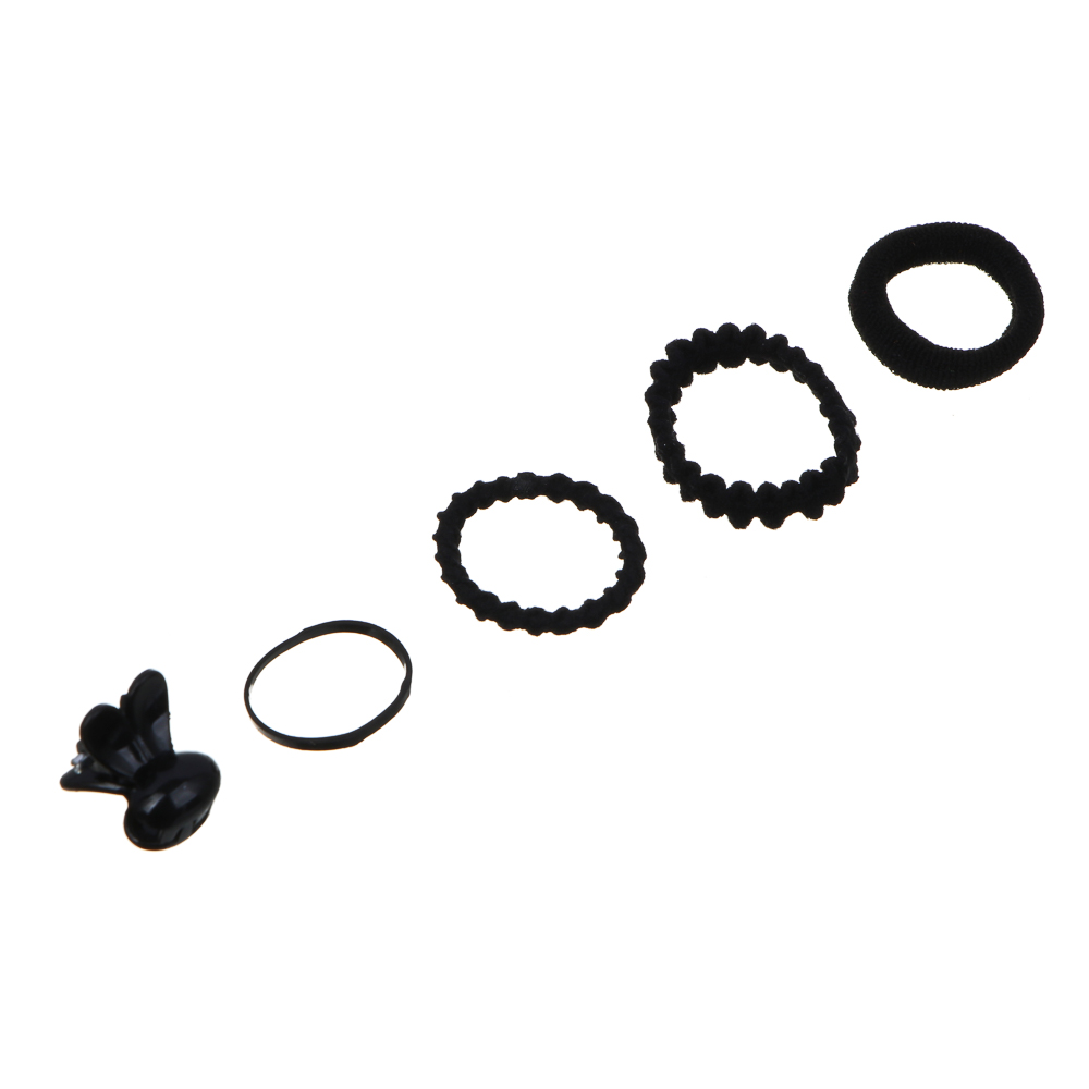 ЮНИLOOK Набор детских аксессуаров для волос: резинки и крабики, полиэстер, пластик, ТПР, черные, арт.№ 322-294