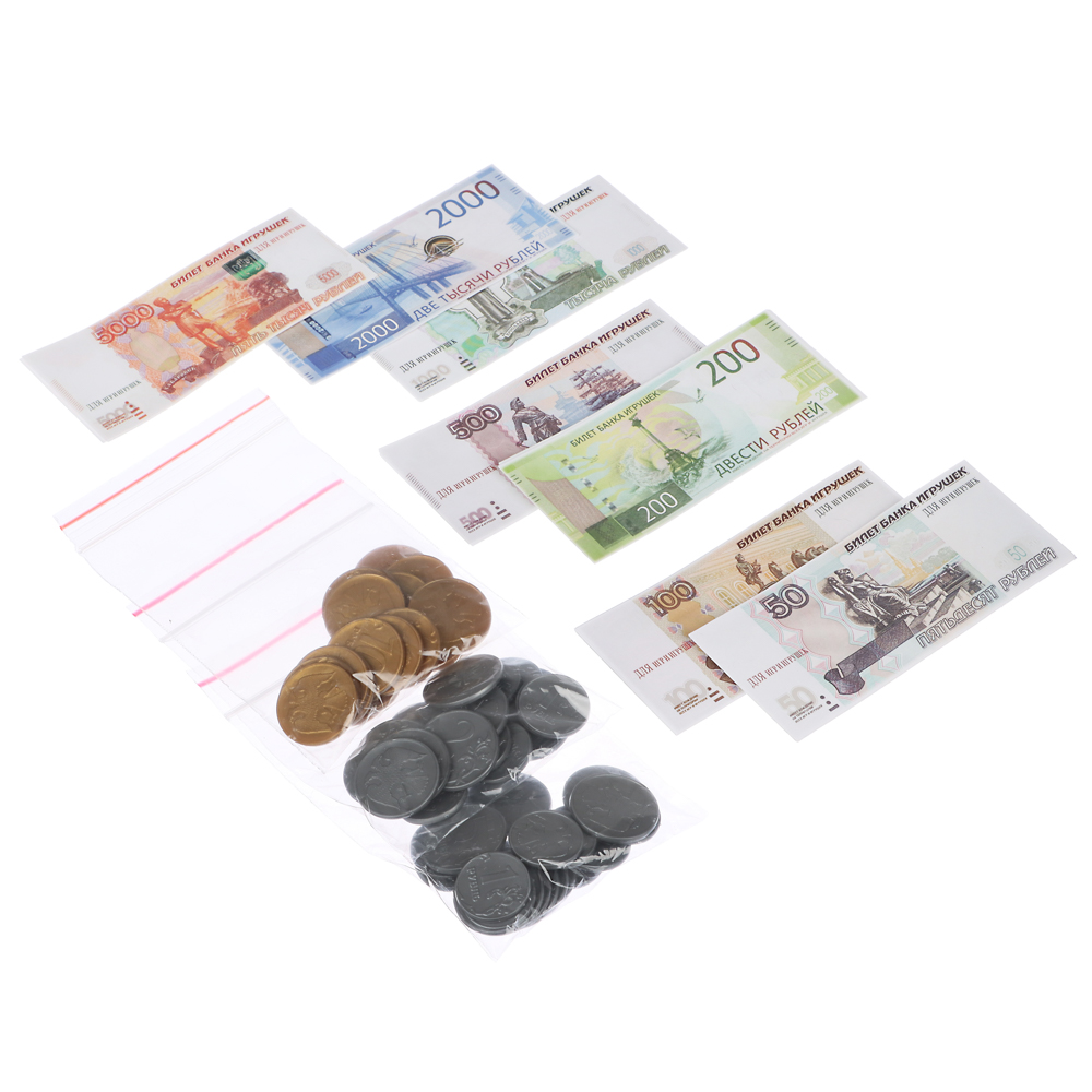 Игра обучающая "Касса. Монеты и купюры для игр" 16,5х24,5х3см, арт. 03631, арт.№ 538-175