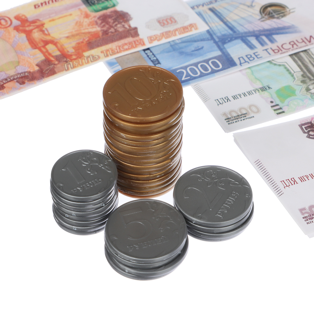 Игра обучающая "Касса. Монеты и купюры для игр" 16,5х24,5х3см, арт. 03631, арт.№ 538-175