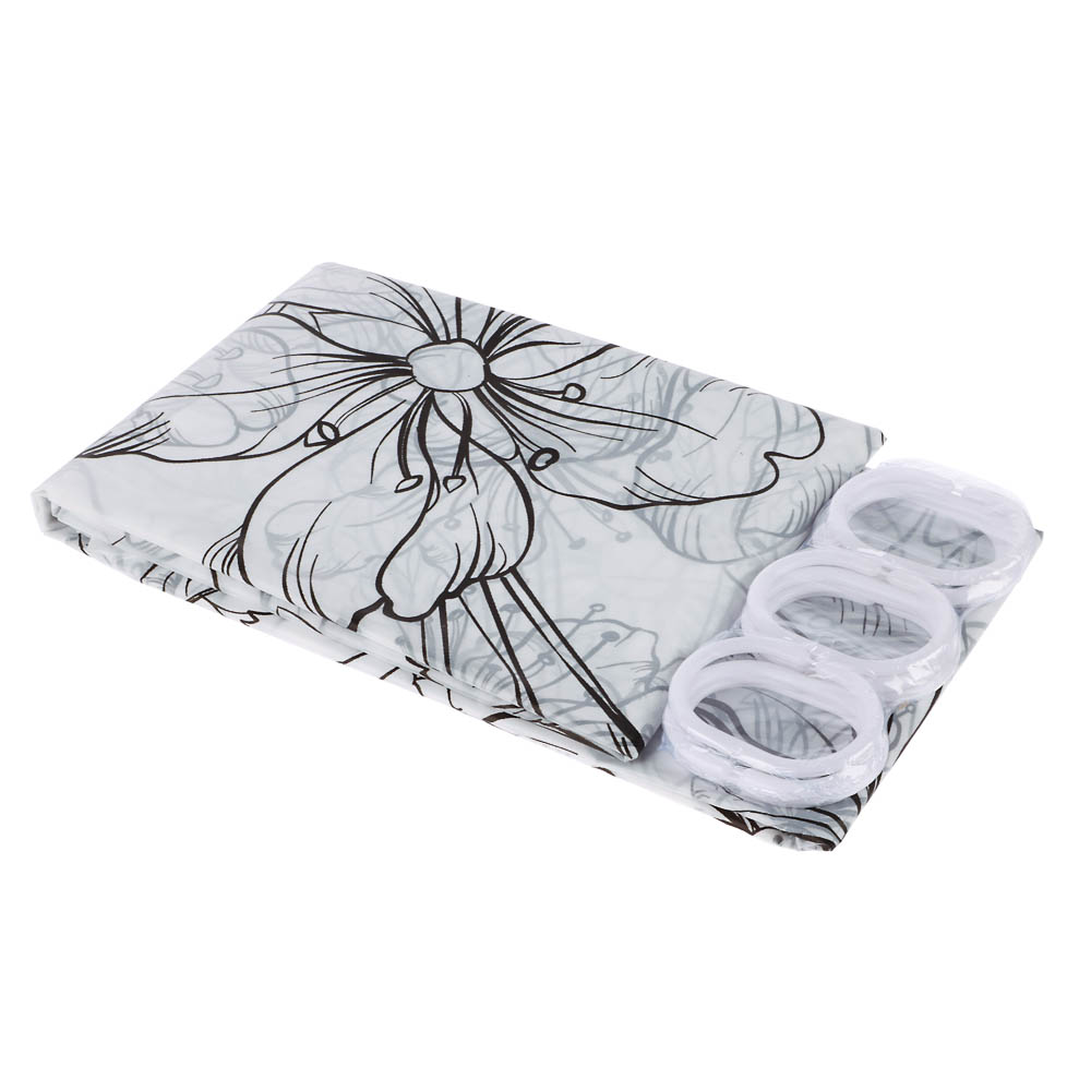 Шторка для ванной тм VETTA Цветы, ПЕВА 12 г/м2, 180x180 см, 1 дизайн, арт.№ 461-476