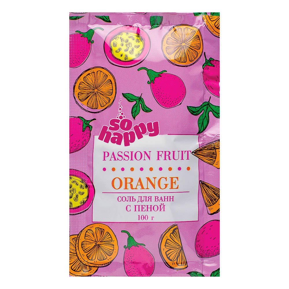 Соль для ванн с пеной SOHappy Клубника лайм+шоколад мята/клубника лайм+апельсин маракуйя,100г, арт.№ 953-042