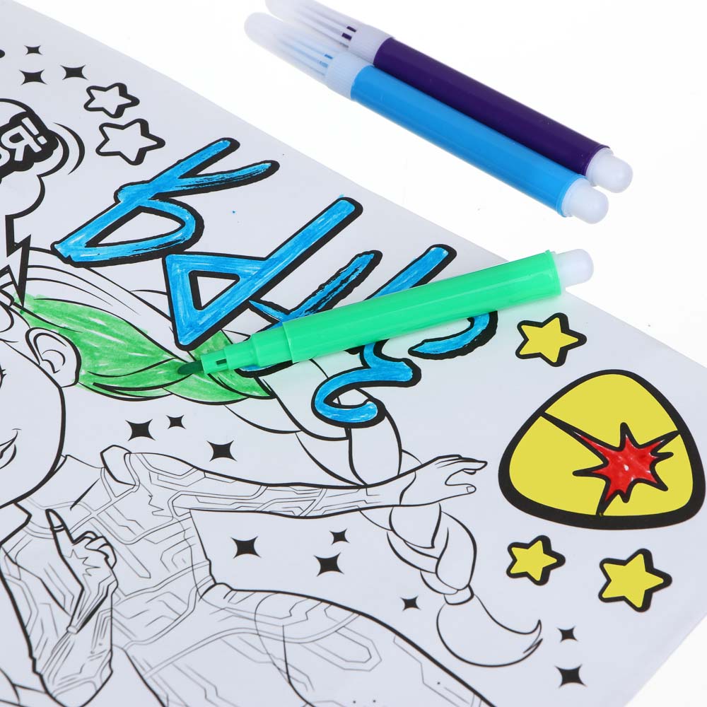 BY Набор пакетов для раскрашивания, 2 шт + фломастеры, 5шт, 21x15x8см, 2 вида набора, арт.№ 507-048