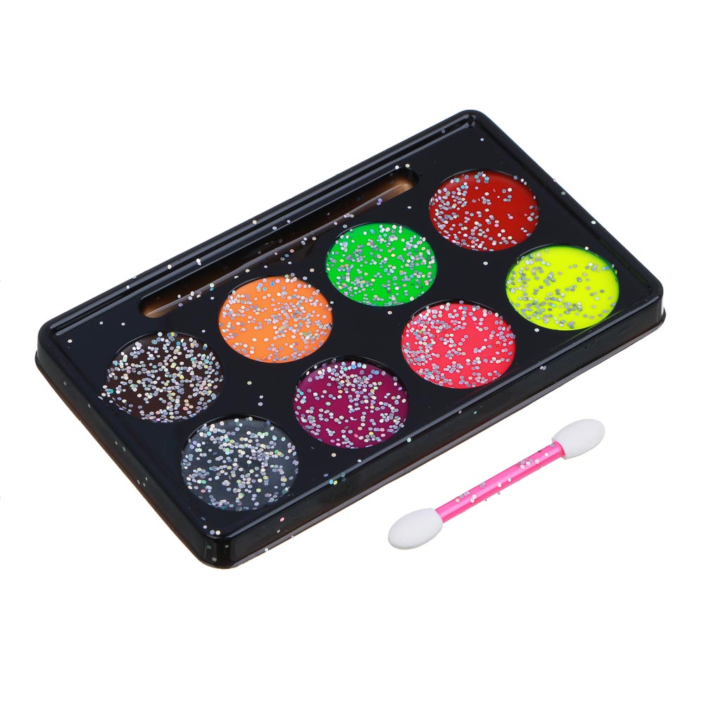 ХОББИХИТ Набор грима, люминесцентный, 8цв., аппликатор, 19,5х17,5см, масляный грим, пластик, арт.№ 284-186