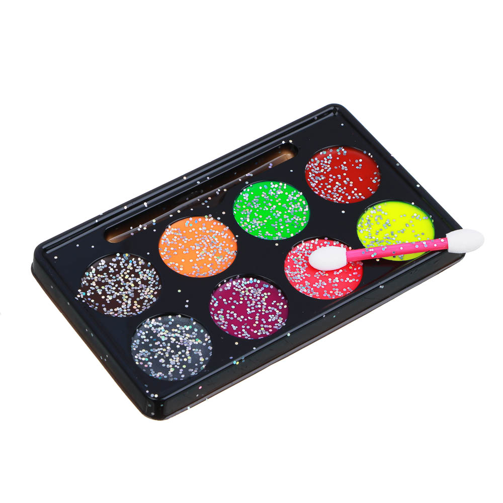 ХОББИХИТ Набор грима, люминесцентный, 8цв., аппликатор, 19,5х17,5см, масляный грим, пластик, арт.№ 284-186