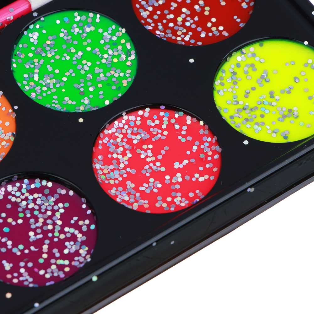 ХОББИХИТ Набор грима, люминесцентный, 8цв., аппликатор, 19,5х17,5см, масляный грим, пластик, арт.№ 284-186