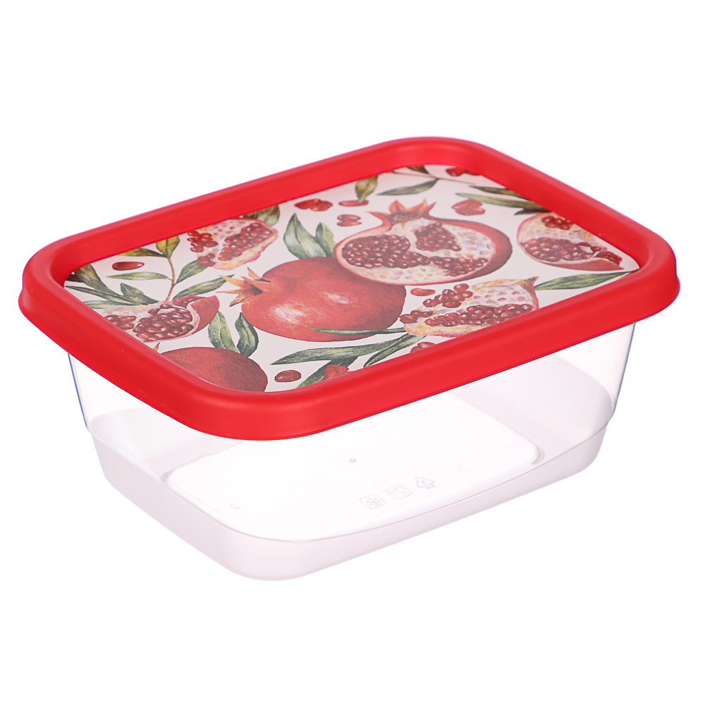 Контейнер для продуктов прямоугольный 0,5л, декор Гранат, пластик, арт.№ 861-444