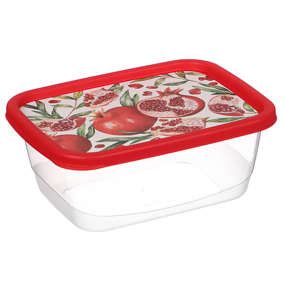 Контейнер для продуктов прямоугольный 0,85л, декор Гранат, пластик, арт.№ 861-445