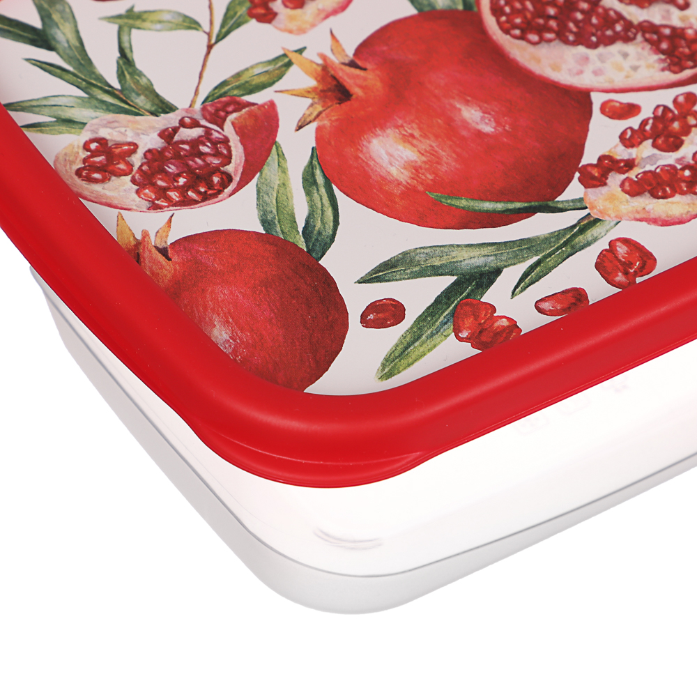 Контейнер для продуктов прямоугольный 0,85л, декор Гранат, пластик, арт.№ 861-445