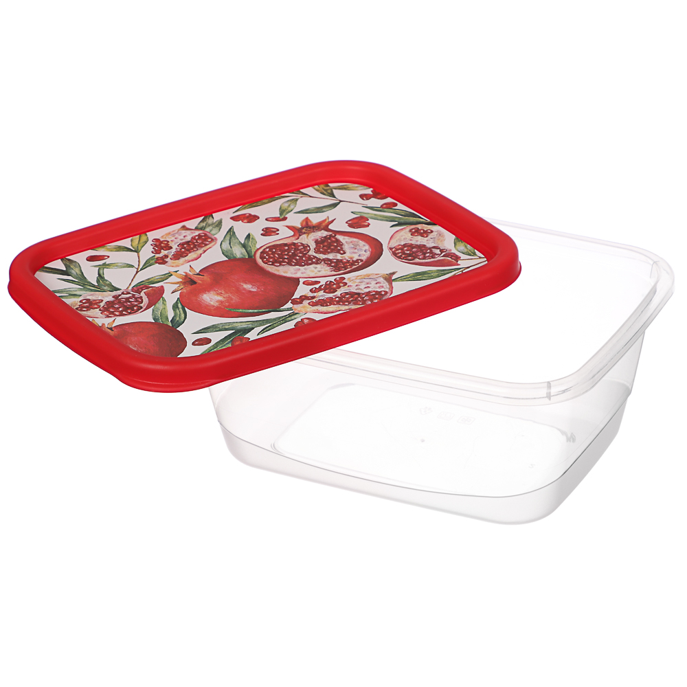 Контейнер для продуктов прямоугольный 0,85л, декор Гранат, пластик, арт.№ 861-445