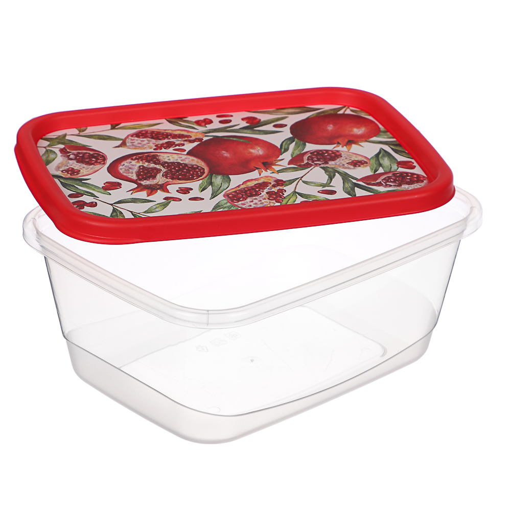 Контейнер для продуктов прямоугольный 1,5л, декор Гранат, пластик, арт.№ 861-446