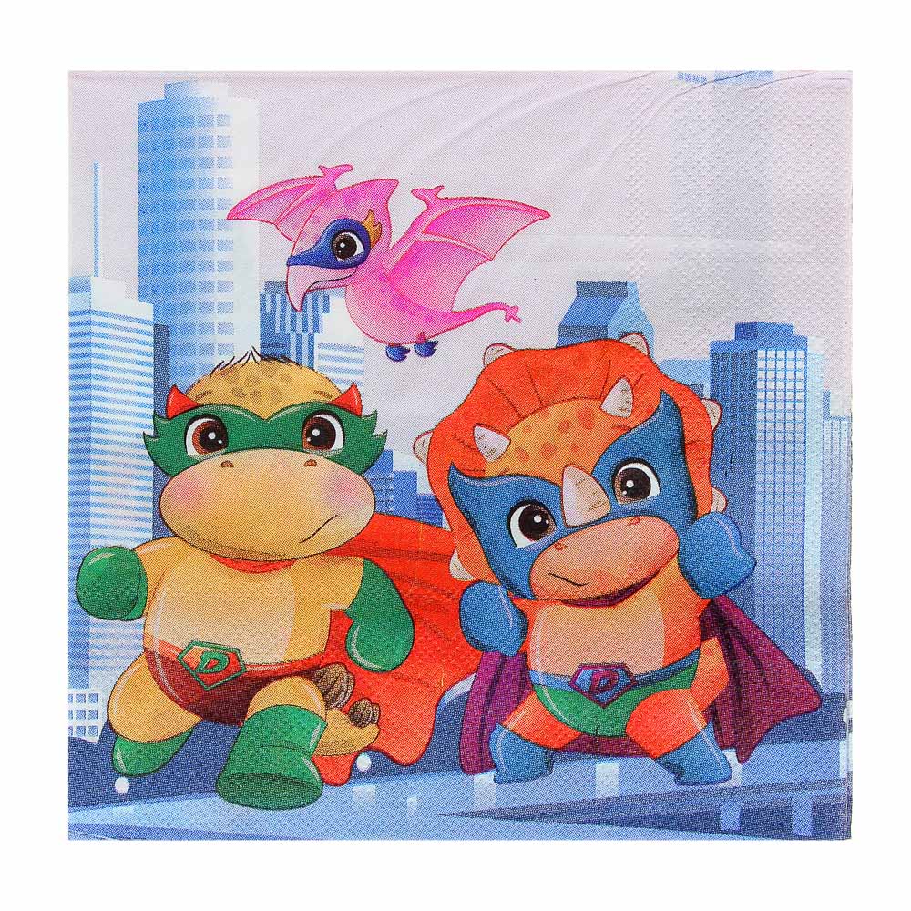 Салфетки бумажные 12шт, праздничные, 33х33см, с изображением динозавриков, арт.№ 530-253