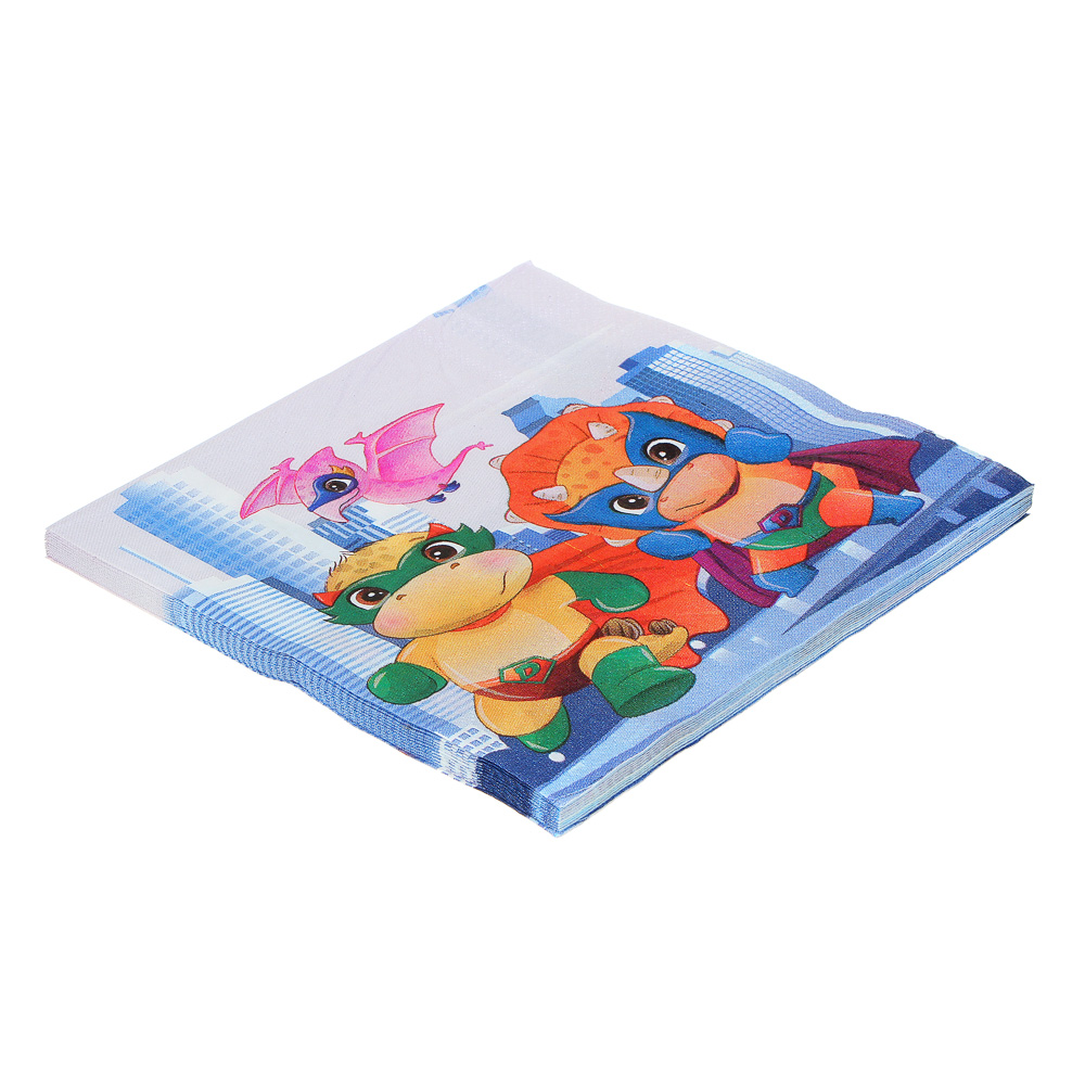 Салфетки бумажные 12шт, праздничные, 33х33см, с изображением динозавриков, арт.№ 530-253