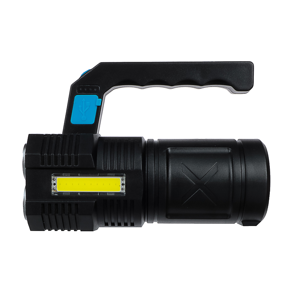 Фонарь прожектор тм ЕРМАК, 4 LED + COB, 4 режима, 2000мАч, USB кабель, пластик, 147х103х60 мм, арт.№ 223-074