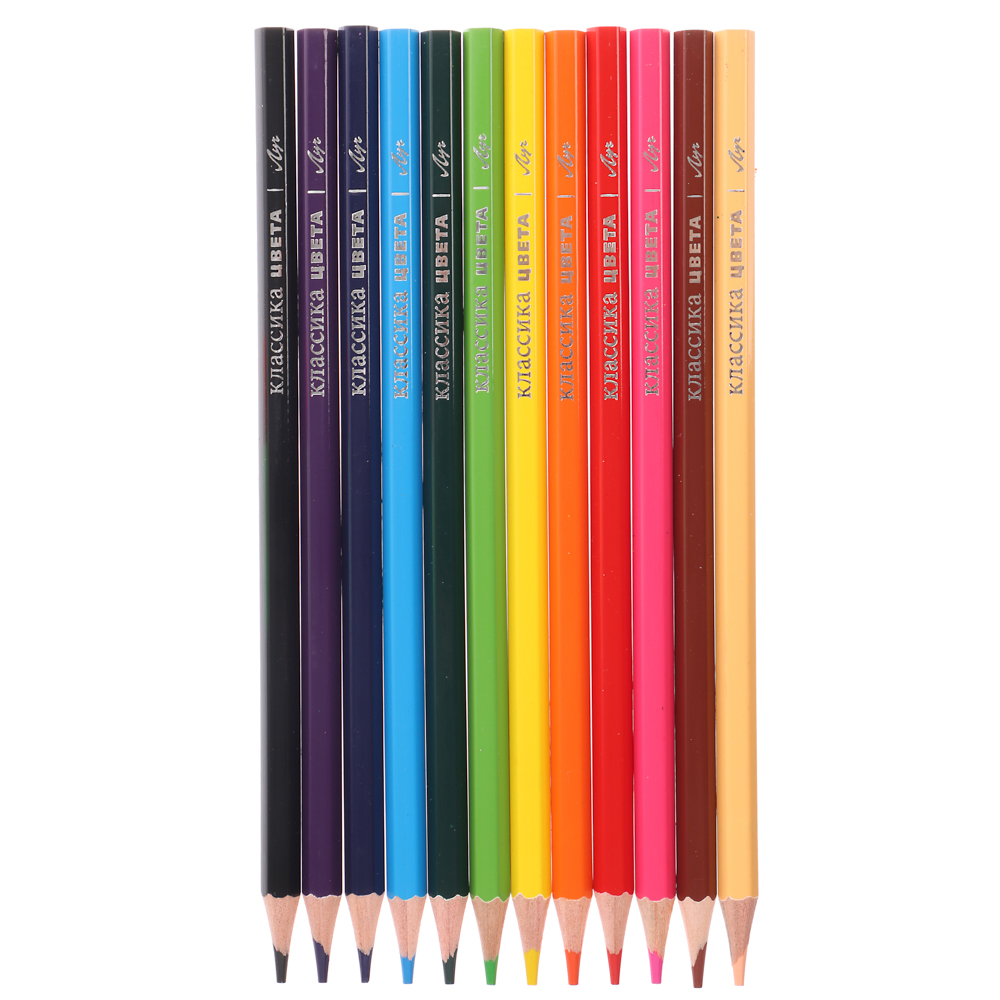 Карандаши цветные шестигранные "Классика" 12 цв.(деревянные), арт.№ 228-210