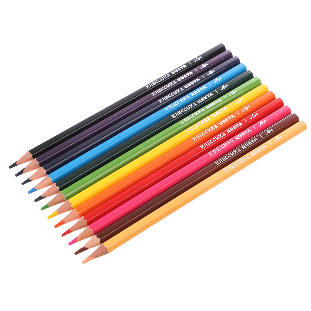 Карандаши цветные шестигранные "Классика" 12 цв.(деревянные), арт.№ 228-210