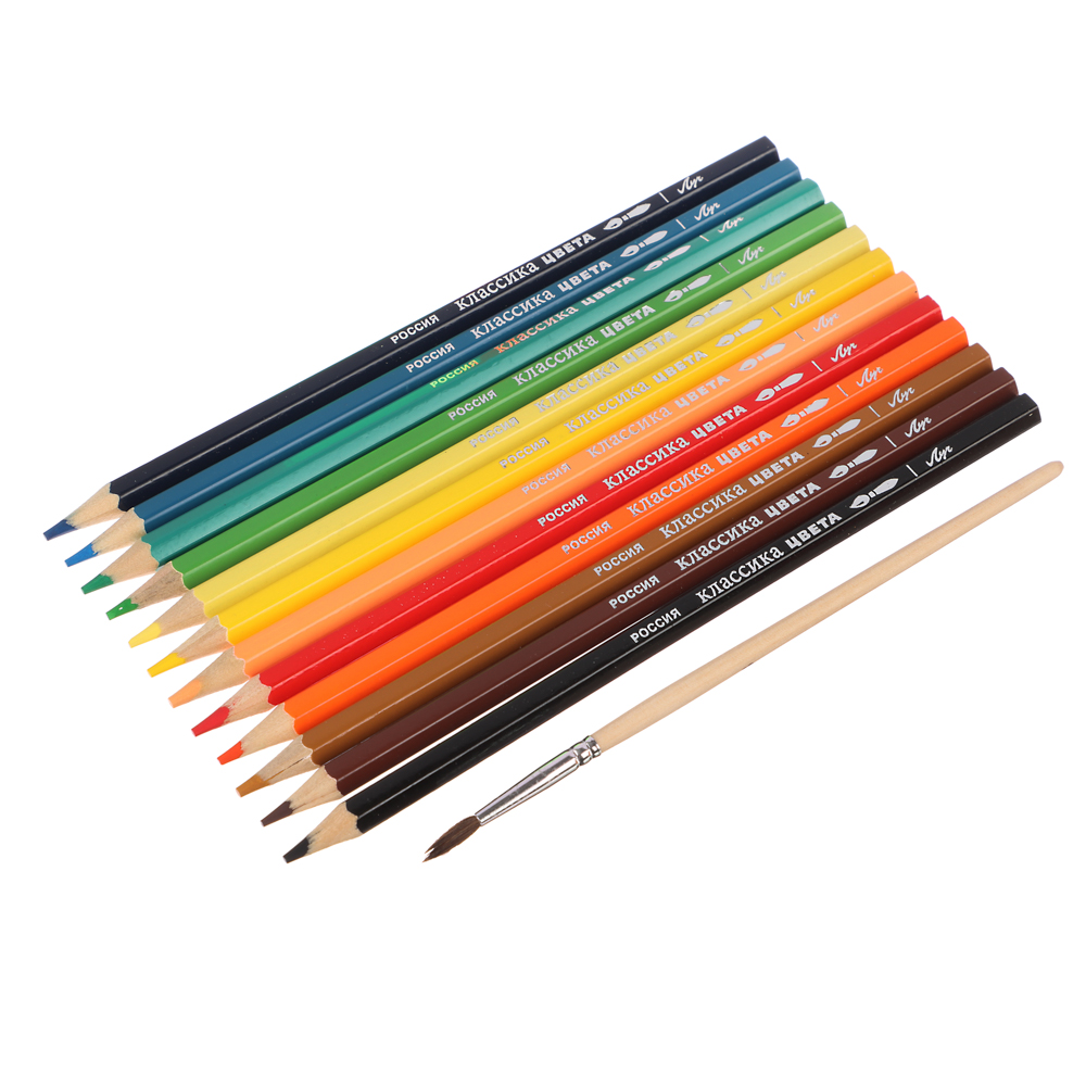 Карандаши акварельные "Классика цвета" 12цв. с кистью, арт.№ 228-211